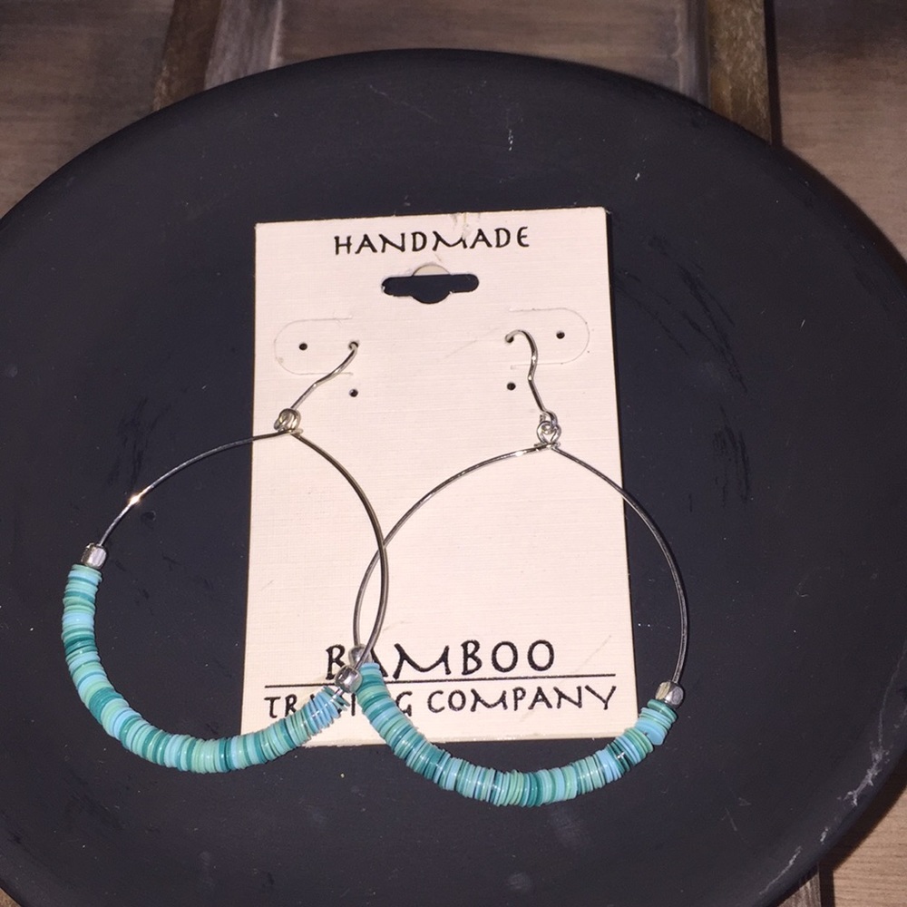 NEW - Sea glass beaded hoop earrings!